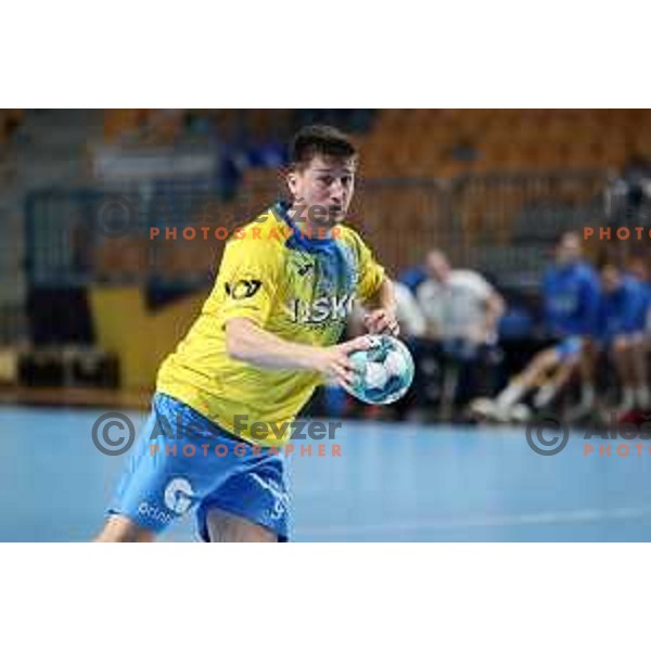 David Razgor of Celje Pivovarna Lasko in action during eight-final of EHF Champions league between Celje PL and Paris Saint Germain in Zlatorog Hall, Celje, Slovenia on April 1, 2021