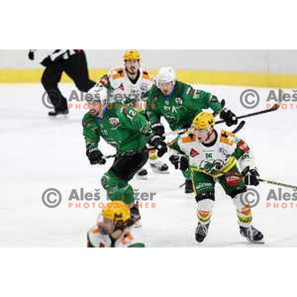 Nik Simsic in action during first match of the semi-final of Alps league between SZ Olimpija and Lustenau in Ljubljana, Slovenia on April 8, 2021