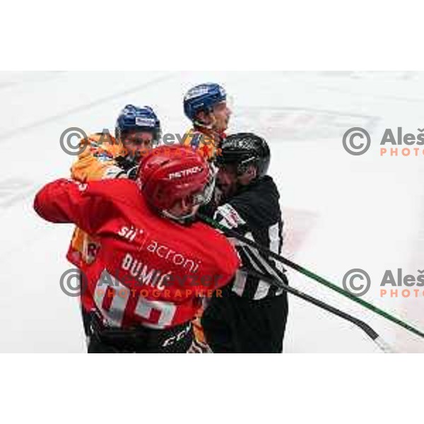 Mirko Djumic in action during first match of semi-final of Alps league between SIJ Acroni Jesenice and Asiago in Jesenice, Slovenia on April 8, 2021