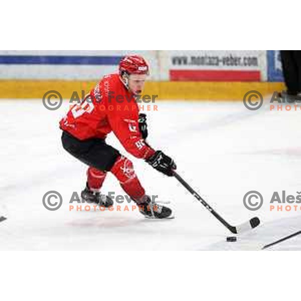 Blaz Tomazevic in action during first match of semi-final of Alps league between SIJ Acroni Jesenice and Asiago in Jesenice, Slovenia on April 8, 2021