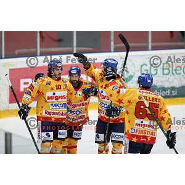 in action during first match of semi-final of Alps league between SIJ Acroni Jesenice and Asiago in Jesenice, Slovenia on April 8, 2021