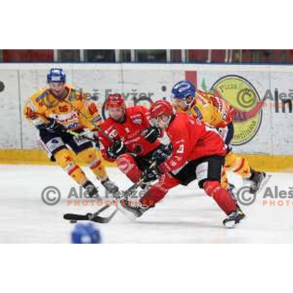 Gasper Sersen in action during first match of semi-final of Alps league between SIJ Acroni Jesenice and Asiago in Jesenice, Slovenia on April 8, 2021