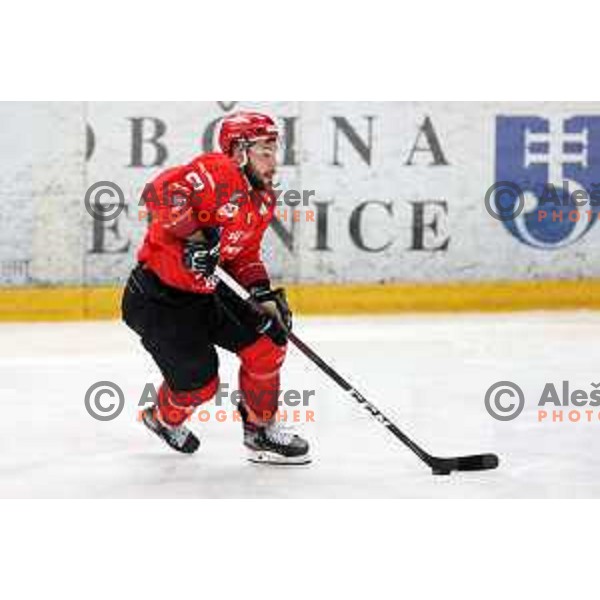 Zan Jezovsek in action during first match of semi-final of Alps league between SIJ Acroni Jesenice and Asiago in Jesenice, Slovenia on April 8, 2021