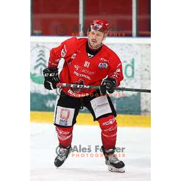 Saso Rajsar in action during first match of semi-final of Alps league between SIJ Acroni Jesenice and Asiago in Jesenice, Slovenia on April 8, 2021