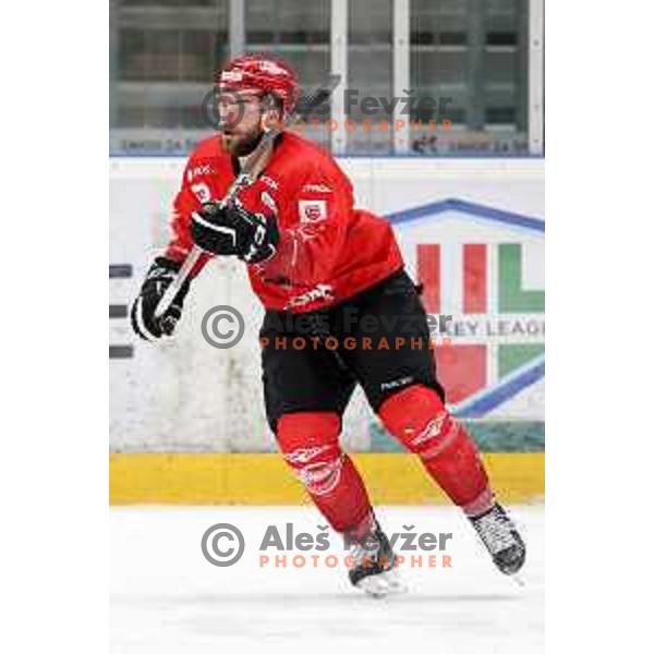 Zan Jezovsek in action during first match of semi-final of Alps league between SIJ Acroni Jesenice and Asiago in Jesenice, Slovenia on April 8, 2021