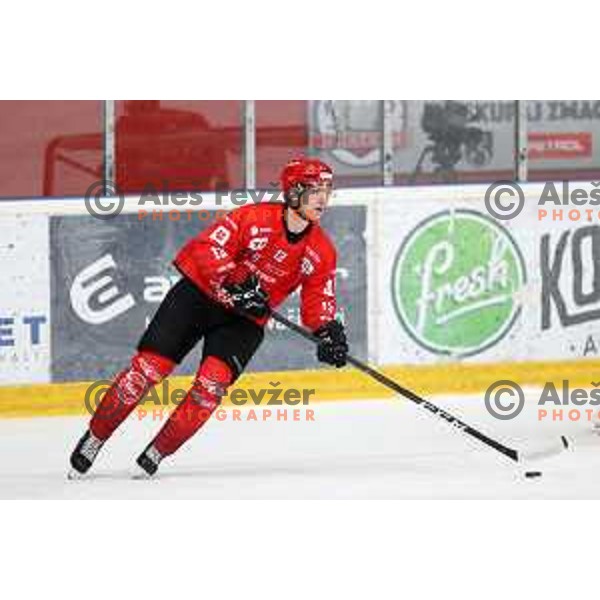Aljosa Crnovic in action during first match of semi-final of Alps league between SIJ Acroni Jesenice and Asiago in Jesenice, Slovenia on April 8, 2021