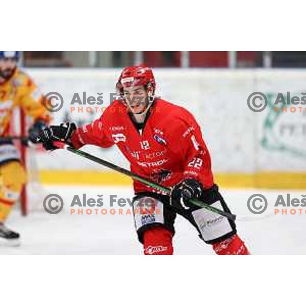 Erik Svetina in action during first match of semi-final of Alps league between SIJ Acroni Jesenice and Asiago in Jesenice, Slovenia on April 8, 2021