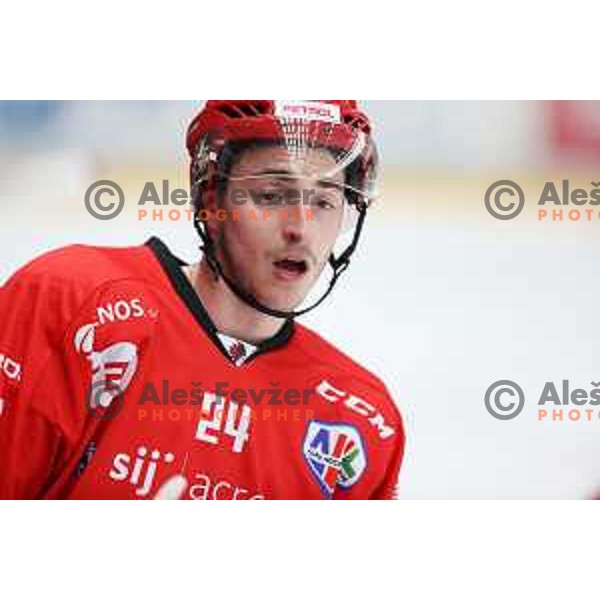 Jaka Sturm in action during first match of semi-final of Alps league between SIJ Acroni Jesenice and Asiago in Jesenice, Slovenia on April 8, 2021