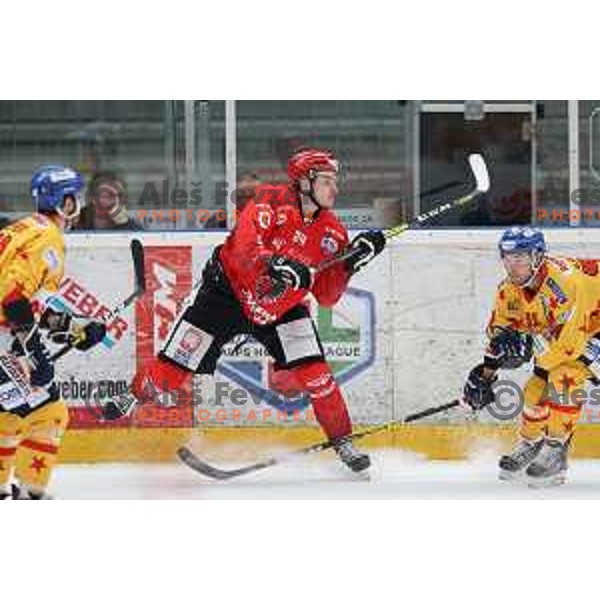 Jaka Sturm in action during first match of semi-final of Alps league between SIJ Acroni Jesenice and Asiago in Jesenice, Slovenia on April 8, 2021