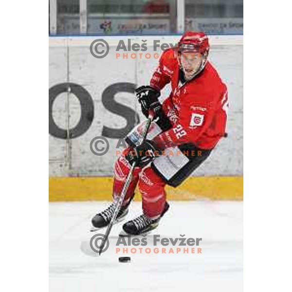 Erik Svetina in action during first match of semi-final of Alps league between SIJ Acroni Jesenice and Asiago in Jesenice, Slovenia on April 8, 2021