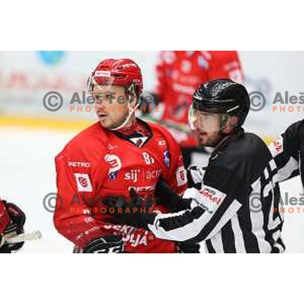Saso Rajsar during first match of semi-final of Alps league between SIJ Acroni Jesenice and Asiago in Jesenice, Slovenia on April 8, 2021