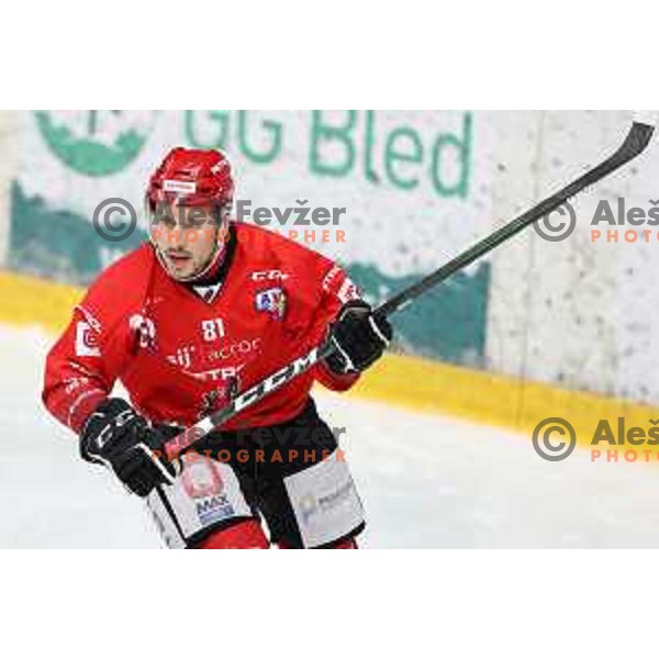 Saso Rajsar in action during first match of semi-final of Alps league between SIJ Acroni Jesenice and Asiago in Jesenice, Slovenia on April 8, 2021
