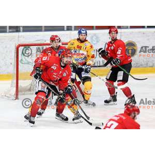 in action during first match of semi-final of Alps league between SIJ Acroni Jesenice and Asiago in Jesenice, Slovenia on April 8, 2021