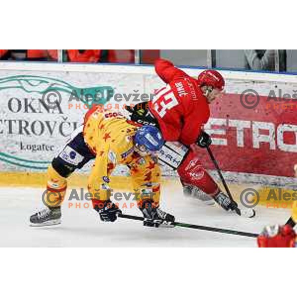 Mirko Djumic in action during first match of semi-final of Alps league between SIJ Acroni Jesenice and Asiago in Jesenice, Slovenia on April 8, 2021