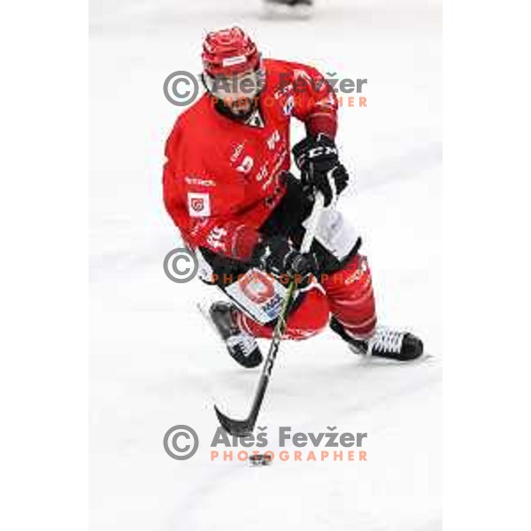 David Planko in action during first match of semi-final of Alps league between SIJ Acroni Jesenice and Asiago in Jesenice, Slovenia on April 8, 2021