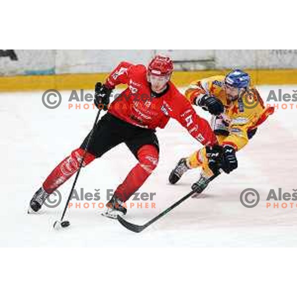 Aljosa Crnovic in action during first match of semi-final of Alps league between SIJ Acroni Jesenice and Asiago in Jesenice, Slovenia on April 8, 2021
