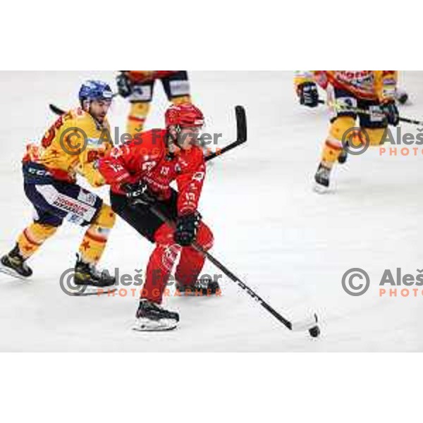 Aljosa Crnovic in action during first match of semi-final of Alps league between SIJ Acroni Jesenice and Asiago in Jesenice, Slovenia on April 8, 2021
