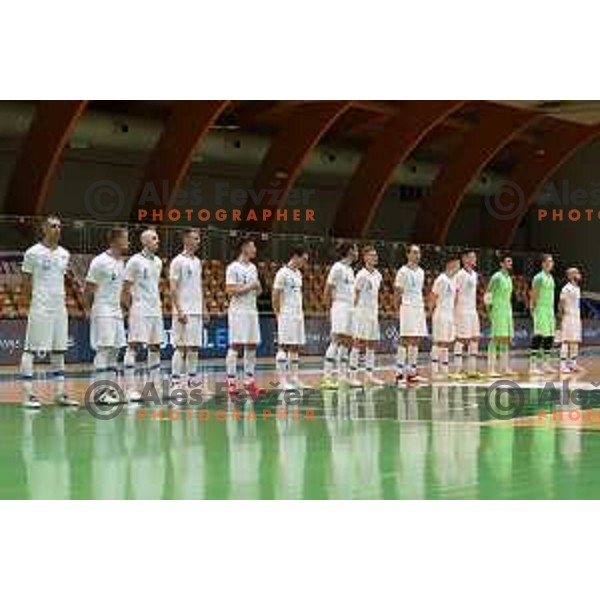 in action during European Qualifiers futsal match between Slovenia and Latvia in Lasko, Slovenia on April 12, 2021