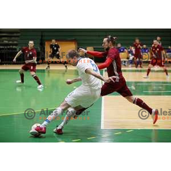 Kristjan Cujec in action during European Qualifiers futsal match between Slovenia and Latvia in Lasko, Slovenia on April 12, 2021