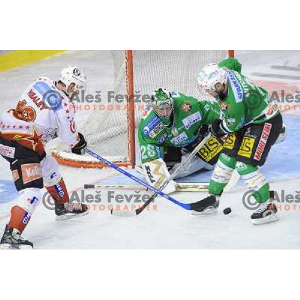 Healey, Mohoric, Mitchel at Ice Hockey match ZM Olimpija - Acroni Jesence - Fourth game of the final of the Slovenian championship ,played in Hala Tivoli Ljubljana 09.04.2008, Jesenice won 2:1 and won the series with 4:0 