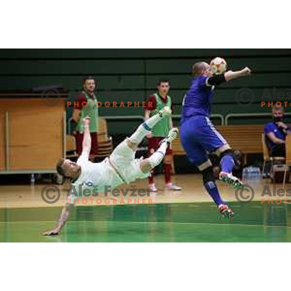 Denis Totoskovic in action during European Qualifiers futsal match between Slovenia and Latvia in Lasko, Slovenia on April 12, 2021