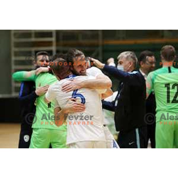 in action during European Qualifiers futsal match between Slovenia and Latvia in Lasko, Slovenia on April 12, 2021