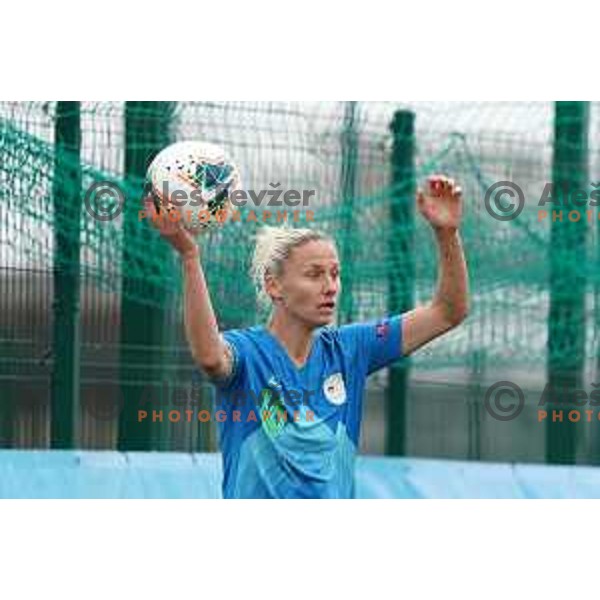 Kaja Erzen in action during Women’s friendly football match between Slovenia and Slovakia in Catez ob Savi, Slovenia on April 13, 2021