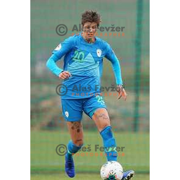 Pamela Begic in action during Women’s friendly football match between Slovenia and Slovakia in Catez ob Savi, Slovenia on April 13, 2021