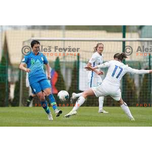 Manja Rogan in action during Women’s friendly football match between Slovenia and Slovakia in Catez ob Savi, Slovenia on April 13, 2021
