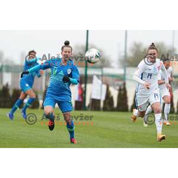 Spela Kolbl in action during Women’s friendly football match between Slovenia and Slovakia in Catez ob Savi, Slovenia on April 13, 2021