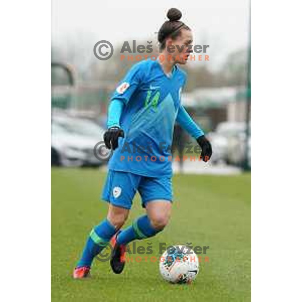 Spela Kolbl in action during Women’s friendly football match between Slovenia and Slovakia in Catez ob Savi, Slovenia on April 13, 2021