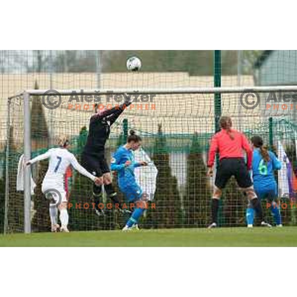 Zala Mersnik in action during Women’s friendly football match between Slovenia and Slovakia in Catez ob Savi, Slovenia on April 13, 2021