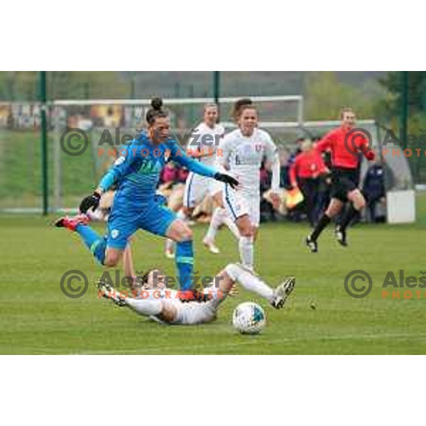 Spela Kolbl in action during Women’s friendly football match between Slovenia and Slovakia in Catez ob Savi, Slovenia on April 13, 2021