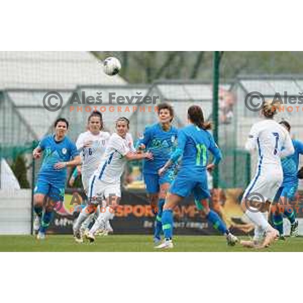 Pamela Begic in action during Women’s friendly football match between Slovenia and Slovakia in Catez ob Savi, Slovenia on April 13, 2021