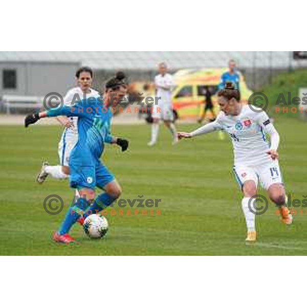 Spela Kolbl in action during Women’s friendly football match between Slovenia and Slovakia in Catez ob Savi, Slovenia on April 13, 2021