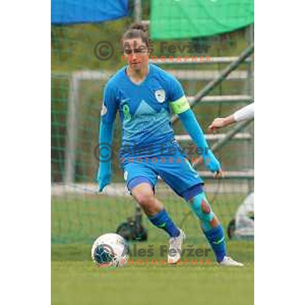 Mateja Zver in action during Women’s friendly football match between Slovenia and Slovakia in Catez ob Savi, Slovenia on April 13, 2021