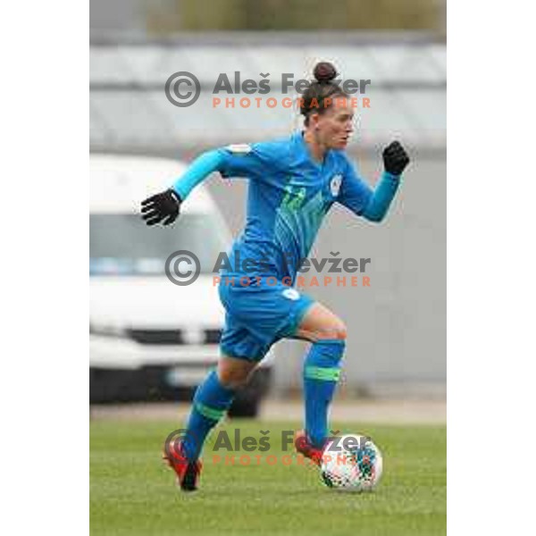 Spela Kolbl in action during Women’s friendly football match between Slovenia and Slovakia in Catez ob Savi, Slovenia on April 13, 2021