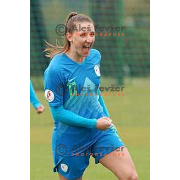 Lara Prasnikar in action during Women’s friendly football match between Slovenia and Slovakia in Catez ob Savi, Slovenia on April 13, 2021