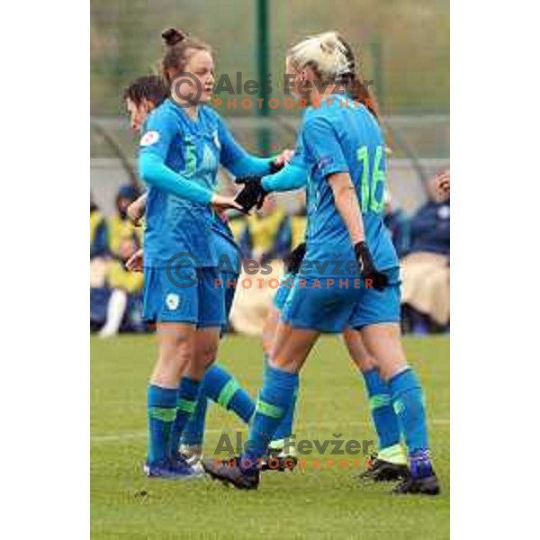 Spela Rozmanic in action during Women’s friendly football match between Slovenia and Slovakia in Catez ob Savi, Slovenia on April 13, 2021