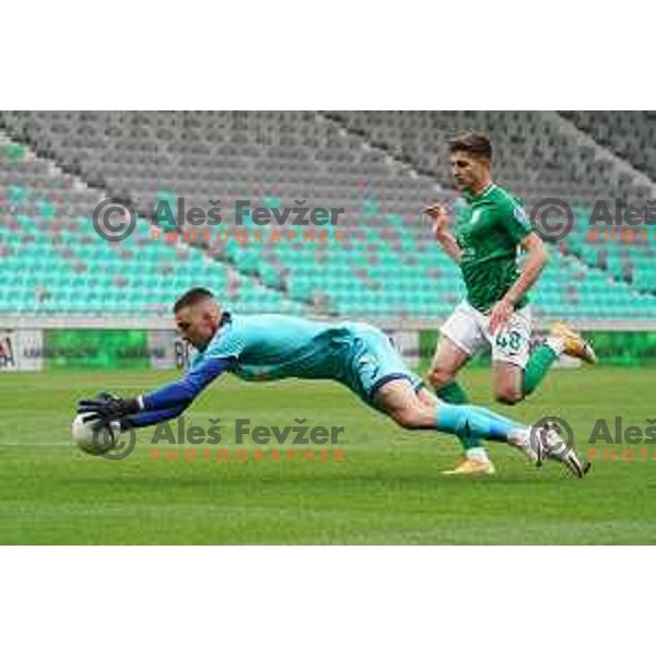 Igor Vekic and Jan Andrejasic in action during Prva Liga Telekom Slovenije 2020-2021 football match between Olimpija and Bravo in SRC Stozice, Ljubljana, Slovenia on April 13, 2021