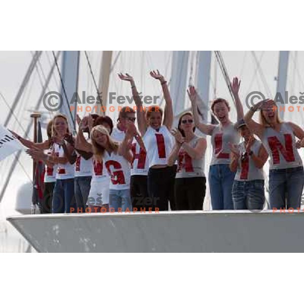 at America\'s Cup Final sailing match race between team New Zealand and team Alinghi in Auckland, New Zealand on March 2, 2003. Team Alinghi defeated Team New Zealand 5:0