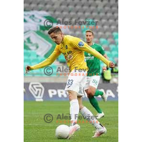 Milan Tucic in action during Prva liga Telekom Slovenije 2020-2021 football match between Olimpija and Bravo in SRC Stozice, Ljubljana on April 13, 2021