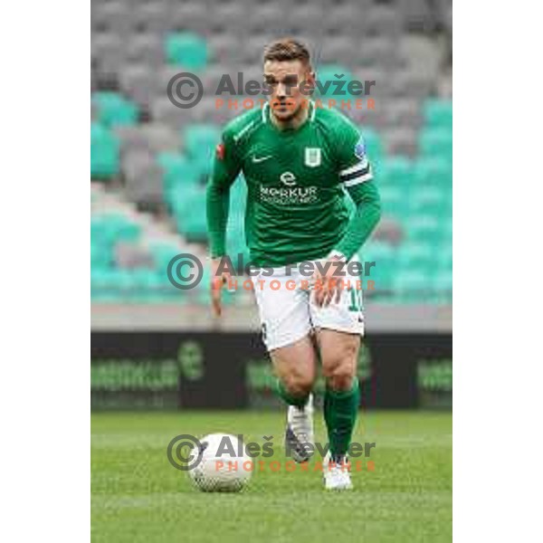 Timi Max Elsnik in action during Prva liga Telekom Slovenije 2020-2021 football match between Olimpija and Bravo in SRC Stozice, Ljubljana on April 13, 2021