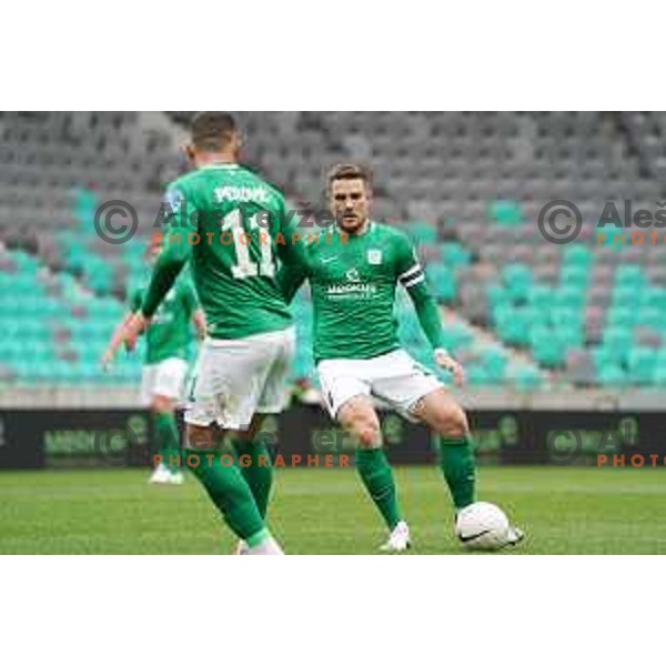 Timi Max Elsnik in action during Prva liga Telekom Slovenije 2020-2021 football match between Olimpija and Bravo in SRC Stozice, Ljubljana on April 13, 2021