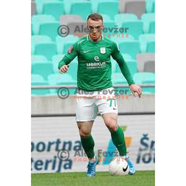 Djordje Ivanovic in action during Prva Liga Telekom Slovenije 2020-2021 football match between Olimpija and Bravo in SRC Stozice, Ljubljana, Slovenia on April 13, 2021