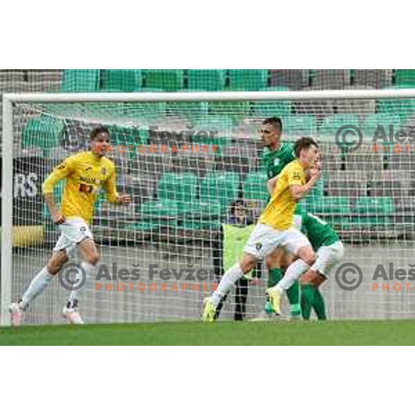 Zan Trontelj celebrates goal during Prva Liga Telekom Slovenije 2020-2021 football match between Olimpija and Bravo in SRC Stozice, Ljubljana, Slovenia on April 13, 2021