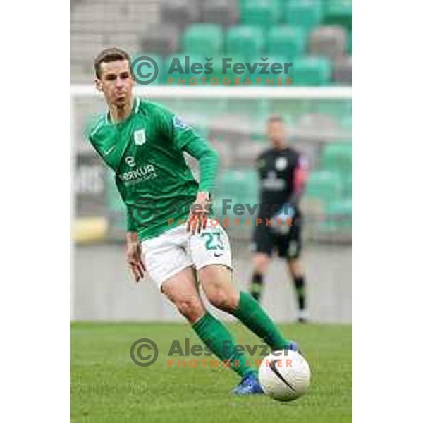 Nik Kapun in action during Prva liga Telekom Slovenije 2020-2021 football match between Olimpija and Bravo in SRC Stozice, Ljubljana on April 13, 2021