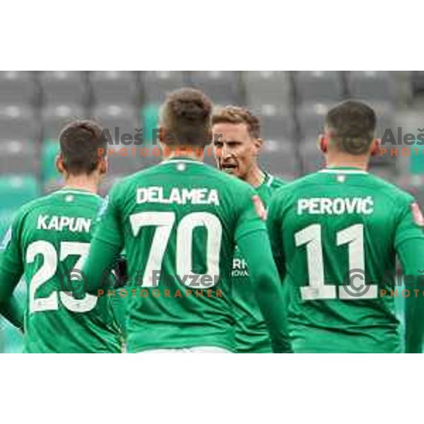 Uros Korun in action during Prva Liga Telekom Slovenije 2020-2021 football match between Olimpija and Bravo in SRC Stozice, Ljubljana, Slovenia on April 13, 2021