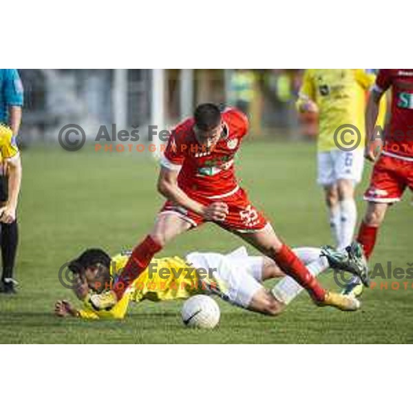 Emir Azemovic in action during Prva liga Telekom Slovenije football match between Aluminij and Maribor in Kidricevo, Slovenija on April 16, 2021