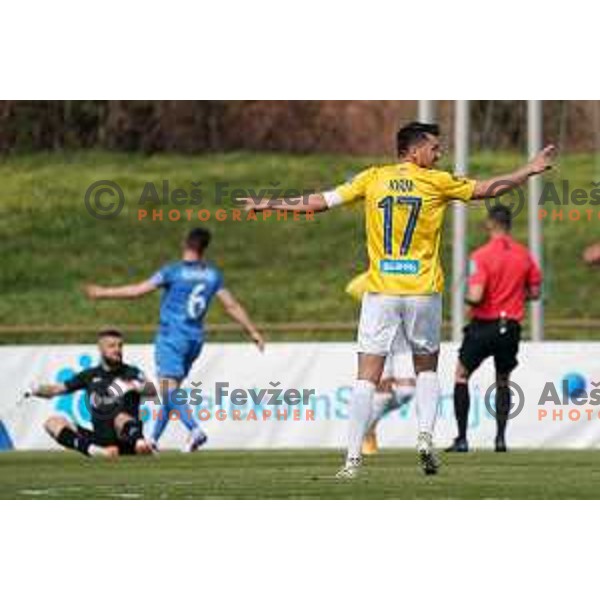 Andraz Kirm celebrates goal during Prva Liga Telekom Slovenije 2020-2021 football match between Bravo and Domzale in Ljubljana, Slovenia on April 17, 2021
